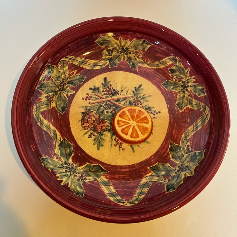 Italian Ceramic Pasta Bowl with a Holiday Motif